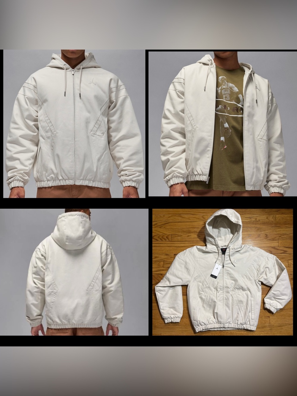 JORDAN NIKE Flight Draft hooded Jacket Cream loose-fit Men’s size medium NEW!!
